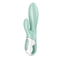 Зеленый вибратор-кролик Satisfyer Air Pump Bunny 5+ с функцией расширения - 20,4 см. (зеленый)