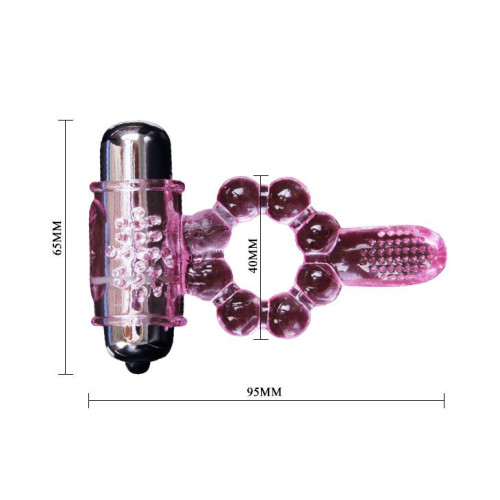 Розовое эрекционное кольцо с вибростимуляцией клитора Baile (розовый)