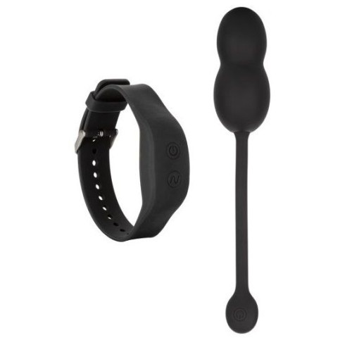 Черные вагинальные виброшарики с браслетом-пультом Wristband Remote Ultra-Soft Kegel System (черный)