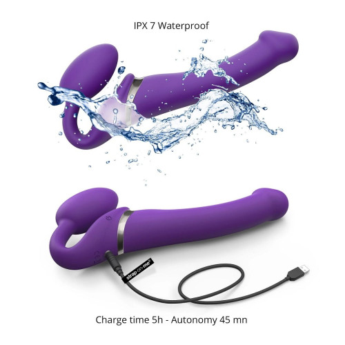 Фиолетовый безремневой вибрострапон Vibrating Bendable Strap-On - size L (фиолетовый)
