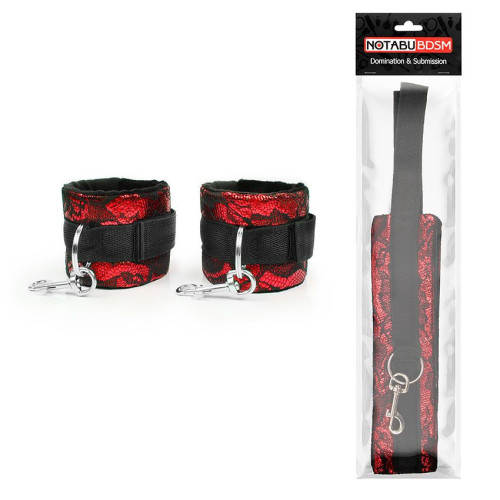 Красно-черные наручники с карабинами (красный с черным)