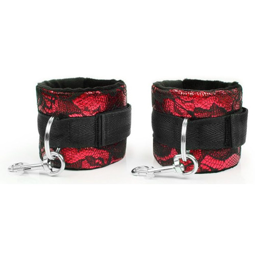 Красно-черные наручники с карабинами (красный с черным)