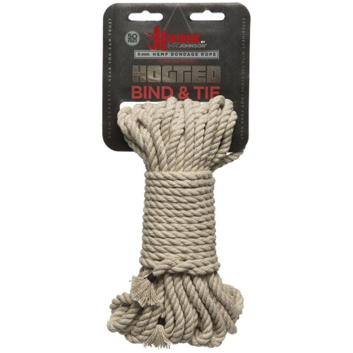 Бондажная пеньковая верёвка Kink Bind & Tie Hemp Bondage Rope 50 Ft - 15 м. (бежевый)