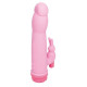 Розовый силиконовый массажёр с клиторальным отростком - 16,5 см. (розовый)