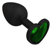 Черная силиконовая пробка с зеленым кристаллом - 7,3 см. (зеленый)