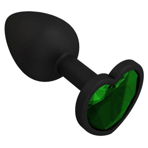 Черная силиконовая пробка с зеленым кристаллом - 7,3 см. (зеленый)