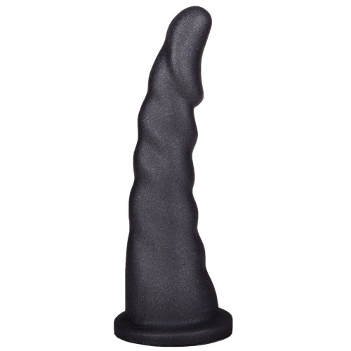 Женский страпон с чёрной насадкой и вагинальной пробкой - 18,5 и 10,5 см. (черный)