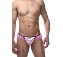 Пикантные мужские стринги с бахромой (розовый|L-XL)