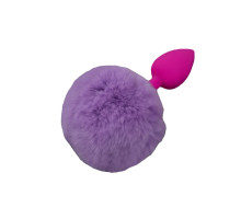 Маленькая розовая силиконовая пробка с пушистым фиолетовым хвостиком (фиолетовый)