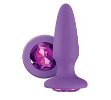 Фиолетовая анальная пробка с фиолетовым кристаллом Glams Purple Gem - 10,4 см. (фиолетовый)