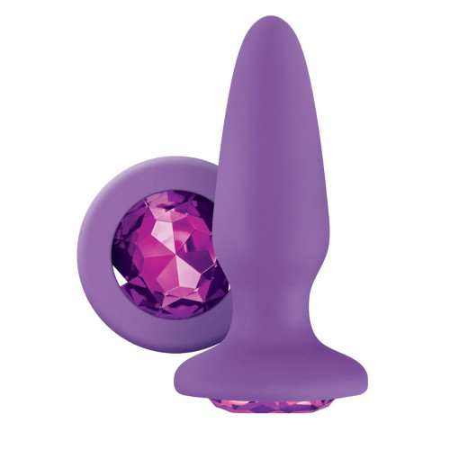 Фиолетовая анальная пробка с фиолетовым кристаллом Glams Purple Gem - 10,4 см. (фиолетовый)