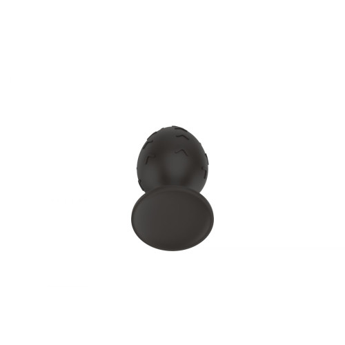 Черная средняя силиконовая анальная пробка с рельефом в виде галочек (черный)