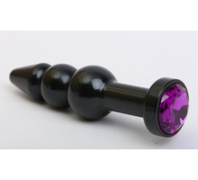 Чёрная анальная ёлочка с фиолетовым кристаллом - 11,2 см. (фиолетовый)