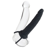 Насадка на пенис Silicone Love Rider Dual Penetrator для двойного проникновения - 14 см. (черный)