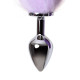 Серебристая металлическая анальная втулка с фиолетово-белым хвостом - размер M (серебристый)