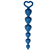 Синяя анальная цепочка Heart Ray - 17,5 см. (синий)