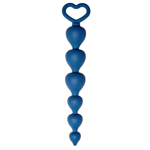 Синяя анальная цепочка Heart Ray - 17,5 см. (синий)