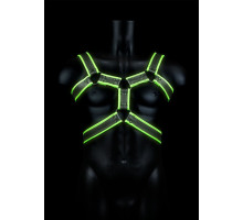 Стильная портупея Body Harness с неоновым эффектом - размер L-XL (черный с зеленым|L-XL)