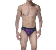 Фиолетовые блестящие мужские трусы-стринги (фиолетовый|S)