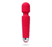 Красный жезловый вибромассажер с рифленой ручкой - 20,4 см. (красный)