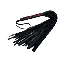 Кожаная плеть Sex Game с красным плетением на рукояти - 57 см. (черный с красным)