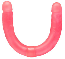 Розовый двусторонний гелевый фаллоимитатор - 44 см. (розовый)