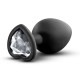 Черная анальная втулка с прозрачным кристаллом в виде сердечка Bling Plug Small - 7,6 см. (черный)