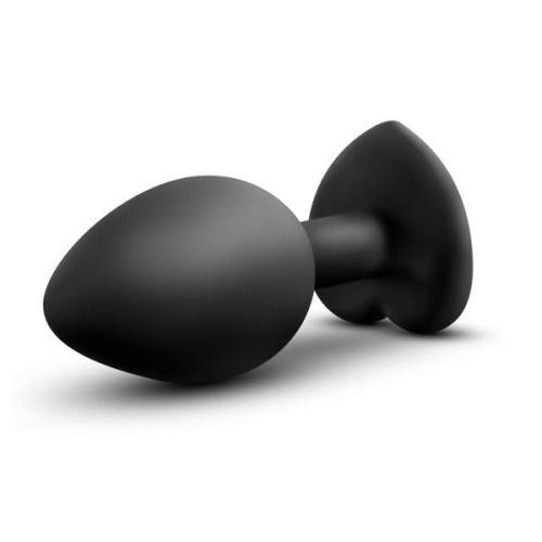 Черная анальная втулка с прозрачным кристаллом в виде сердечка Bling Plug Small - 7,6 см. (черный)
