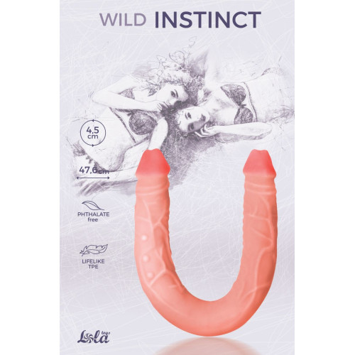 Двусторонний фаллоимитатор Wild Instinct - 47,6 см. (телесный)