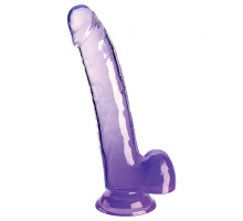 Фиолетовый фаллоимитатор с мошонкой на присоске 9’’ Cock with Balls - 24,8 см. (фиолетовый)