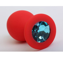 Красная силиконовая пробка с голубым стразом - 8,2 см. (голубой)