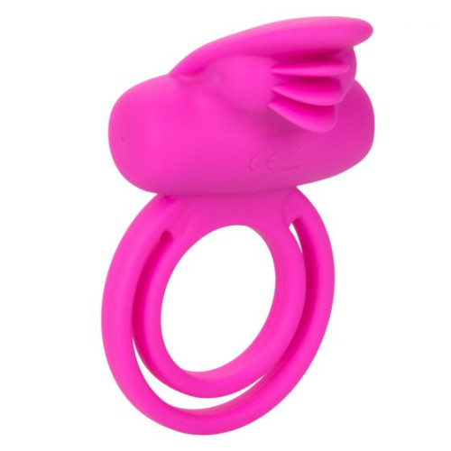 Ярко-розовое эрекционное кольцо Silicone Rechargeable Dual Clit Flicker (ярко-розовый)