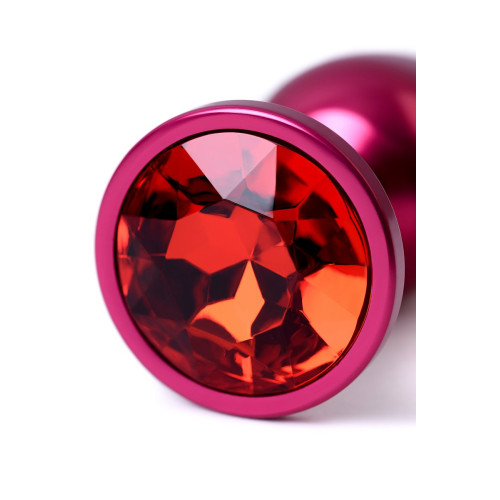Красная анальная пробка с кристаллом красного цвета - 7,2 см. (красный)