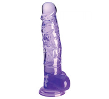 Фиолетовый фаллоимитатор с мошонкой на присоске 8’’ Cock with Balls - 22,2 см. (фиолетовый)