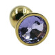 Золотистая алюминиевая анальная пробка с светло-фиолетовым кристаллом - 6 см. (фиолетовый)