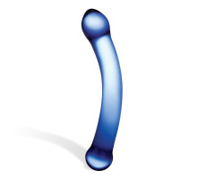 Синий изогнутый фаллоимитатор Curved G-Spot Glass Dildo - 16 см. (синий)