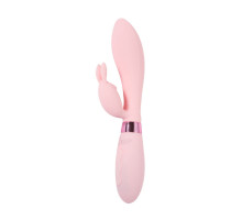 Нежно-розовый вибратор-кролик с независимыми моторчиками Indeep Theona - 21,5 см. (нежно-розовый)
