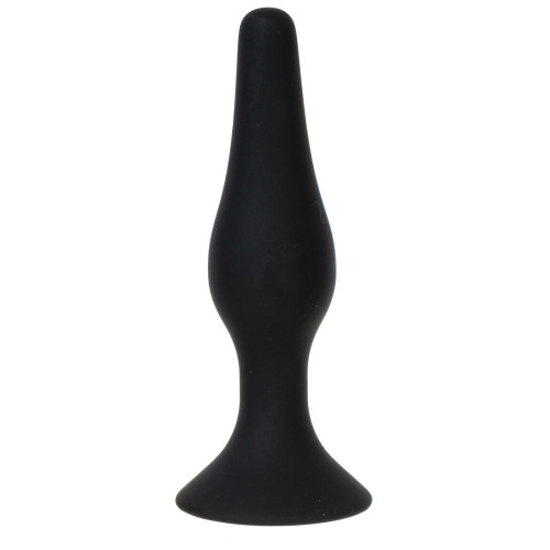 Черная силиконовая анальная пробка размера L - 12,2 см. (черный)