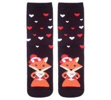 Махровые женские носки  Лапландия  с лисичками (бордовый|23)