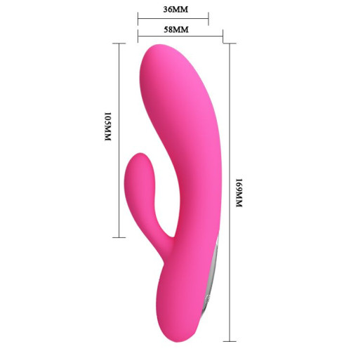 Розовый вибратор с клиторальным отростком Ives - 16,9 см. (розовый)