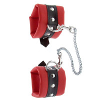 Красно-чёрные наручники на металлической цепочке (красный с черным)