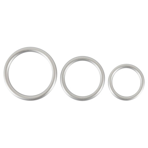 Набор из 3 эрекционных колец под металл Metallic Silicone Cock Ring Set (серебристый)