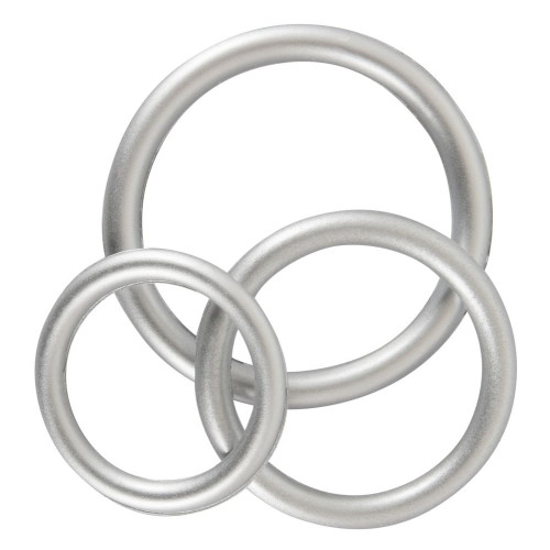 Набор из 3 эрекционных колец под металл Metallic Silicone Cock Ring Set (серебристый)