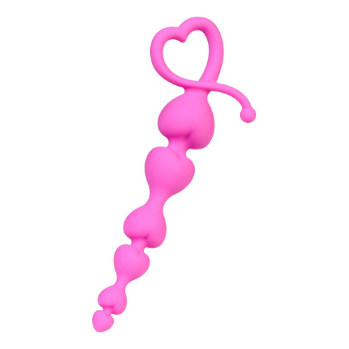 Розовая силиконовая анальная цепочка Sweety - 18,5 см. (розовый)