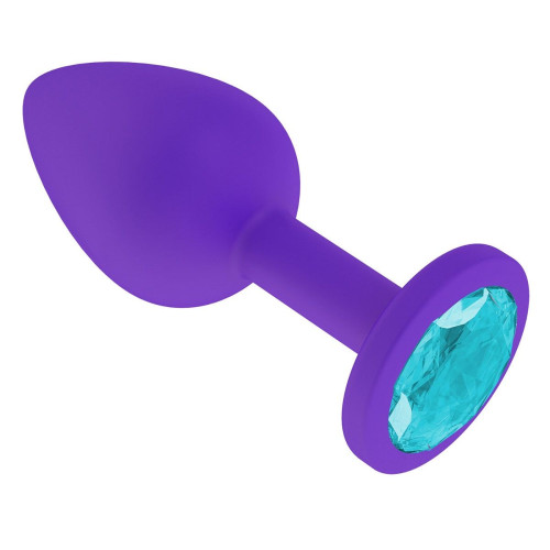 Фиолетовая силиконовая пробка с голубым кристаллом - 7,3 см. (голубой)