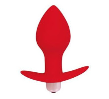 Красная коническая анальная вибровтулка с ограничителем - 8 см. (красный)