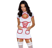 Сексуальный наряд медсестры (белый с красным|L)