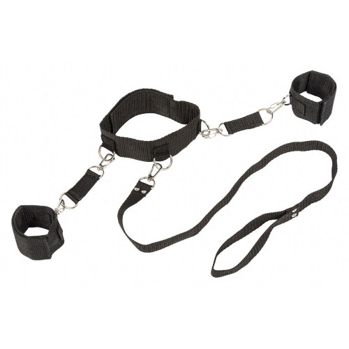 Ошейник с наручниками Bondage Collection Collar and Wristbands One Size (черный)