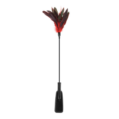 Стек-щекоталка Sweet Caress Feather Whip - 58 см. (черный с красным)