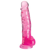 Розовый фаллоимитатор с мошонкой на присоске 8’’ Cock with Balls - 22,2 см. (розовый)